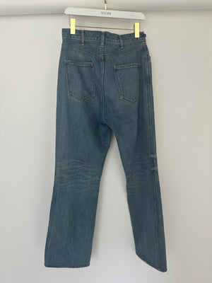 Celine Blue Washed Straight Leg Jeans with Triomphe Chain Waist Detail Size 31