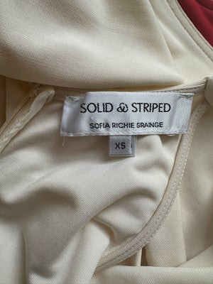 Solid & Striped x Sofia Richie Grainge Jonati Cream Sleevless Maxi Dress with Red Striped Detail Size XS (UK 6)