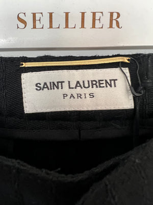 Saint Laurent Black Pin Stripe Straight Leg Trousers Size FR 34 (UK 6)