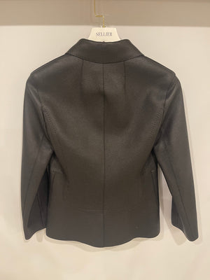 Hermès Black Leather Equestrian Jacket with Palladium Buttons Size FR 34 (UK 6) RRP £7,360