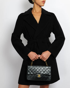 Max Mara Studio Black Wool Coat with Belt Detailing Size IT 44 (UK 12)