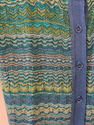 Missoni Blue and Green Short-Sleeve Cardigan Top Size IT 38 (UK 6)