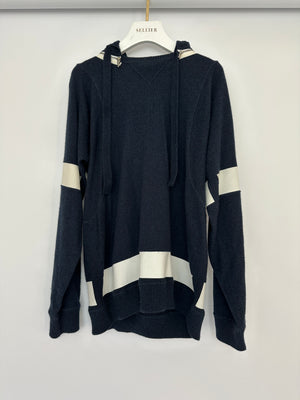 Chanel Navy Two-Piece Cashmere Tracksuit Set with Detachable Hood Detail Size FR 40 (UK 12)