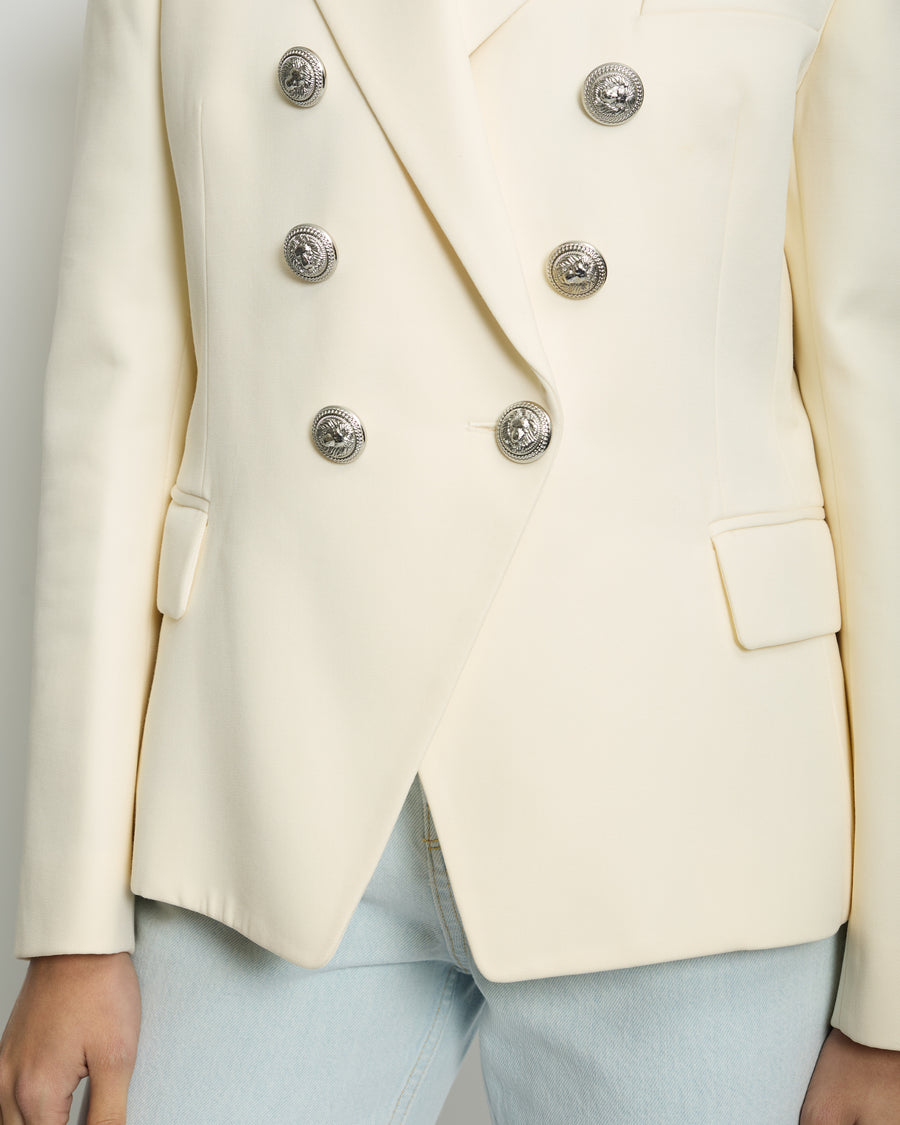 Balmain Cream Double Breasted Blazer with Silver Buttons Size FR 44 (UK 16)
