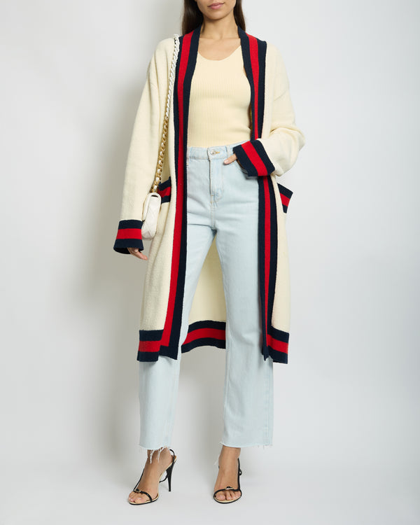 Gucci Cream Long Line "BLIND FOR LOVE" Cardigan with Tie Detail IT 38 (UK 6)