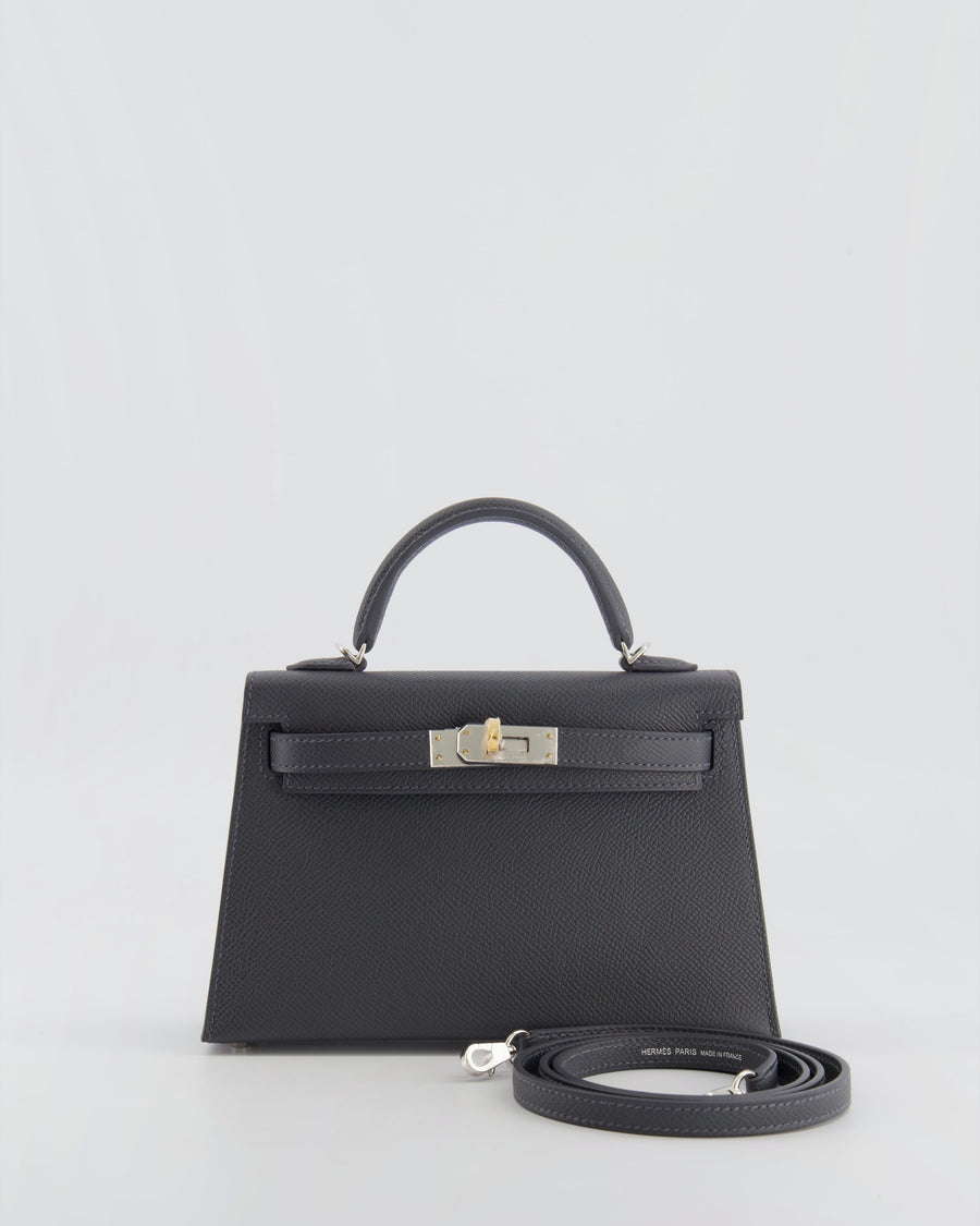 *RARE* Hermès Mini Kelly II Bag in Ardoise Epsom Leather with Electrum Hardware