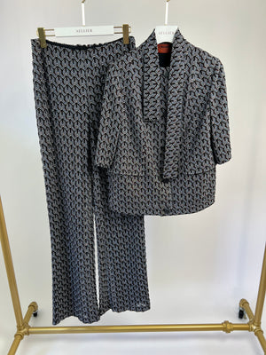 Missoni Blue Glittered Crop Jacket & Trouser Set Jacket Size IT 42 (UK 10) & Trouser Size IT 44 (UK 12)