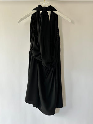 Saint Laurent Black Sleeveless Playsuit with Small Bronze Studs Size FR 40 (UK 12)