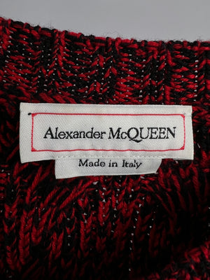 Alexander McQueen Red and Black Wool Knit Jumper with Zip Sleeve Detail Size L (UK 14)