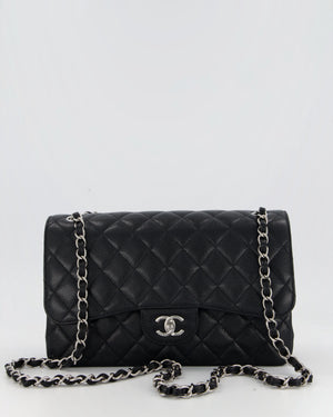 Chanel Black Jumbo Classic Double Flap Bag in Caviar Leather with Silver Hardware