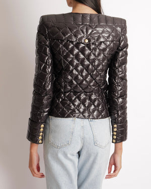 Balmain Black Quilted Puffer Jacket with Gold Zipper Detail Size FR 36 (UK 8) RRP £2,650