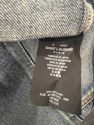 Saint Laurent Denim Mini Skirt with Asymmetric Stitch Details Size 26 (UK 8)