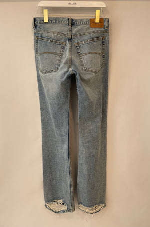 Balenciaga Blue Straight Leg Denim Jeans with Back Logo Detail Size 26 (UK 8)
