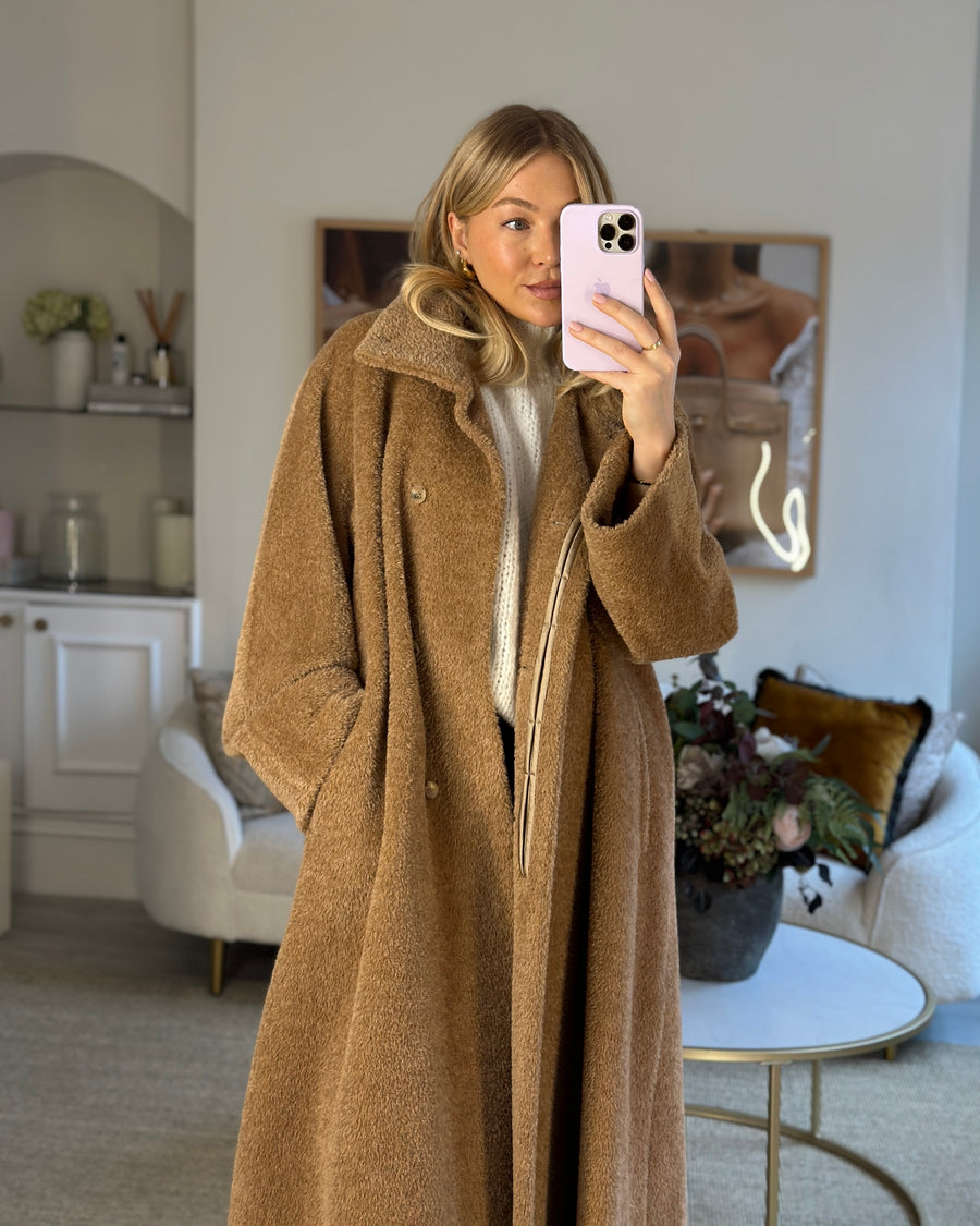 Max Mara Camel Long Alpaca Coat Size IT 44 (UK 12)
