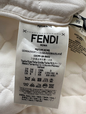 Fendi White Quilted Midi Skirt Size IT 36 (UK 4)