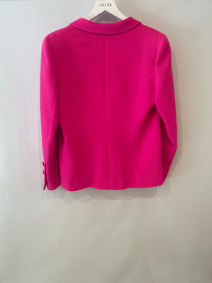 Chanel Hot Pink Spring 1995 Barbie Collection Tweed Jacket with Gold CC Logo Buttons Size FR 38/40( UK 10/12)