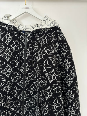 Louis Vuitton x NBA Mens Strategic Flowers Black and White Quilted Hoodie Size XXL (UK 46)