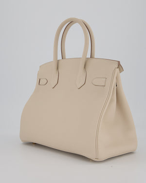 *RARE* Hermès Birkin 30 Retourne Bag in Craie Togo Leather with Gold Hardware