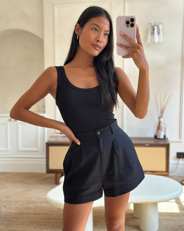 Alaia Black Tailored High Waist Cotton Shorts Size FR 38 (UK 10)