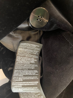 Saint Laurent Black Velvet "YSL" Embellished Double Breasted Coat O/S