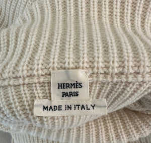Hermès Cream Knitted Ribbed Jumper with Cape Detail Size FR 34 (UK 6)
