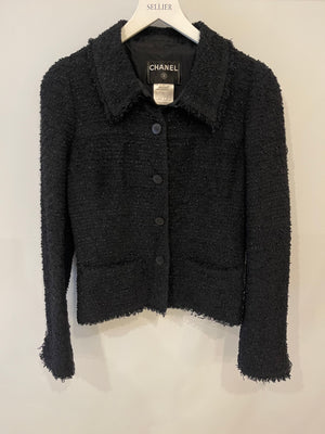 Chanel 05/A Black Tweed Jacket with CC Logo Buttons Detail Size FR 36 (UK 8)