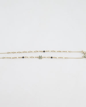 Chanel Champagne Gold CC Pearl Necklace with Bambi Pendant