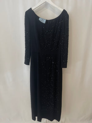 Prada Midnight Blue Long Dress with Sequin Embellishments Size IT 38 (UK 6)