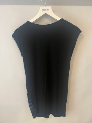 Roberto Cavalli Black Sleeveless Mini Dress with Navy Sequin Embellishments Size IT 38 (UK 6)