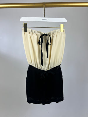 Chanel Black and White Bandeau Playsuit with Elasticated Top Detail Size FR 34 (UK 6)