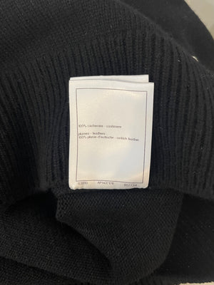 Chanel A/W 2023 Black Cashmere Jumper with White Ostrich Feathers Size FR 36 (UK 8)