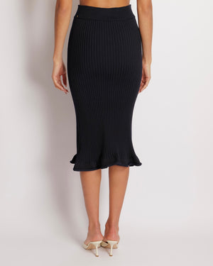 Louis Vuitton Navy and White Knit Crystal Embellished Top and Skirt Set Size S/L (UK 8/12)