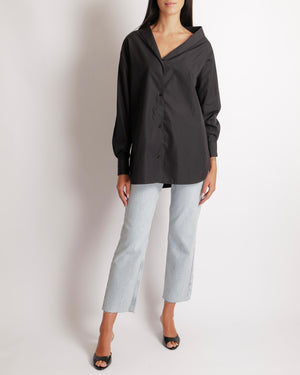 Christian Dior Black Cotton Poplin Asymmetric Shirt with CD Logo Detail Size FR 40 (UK 12) RRP £1,450