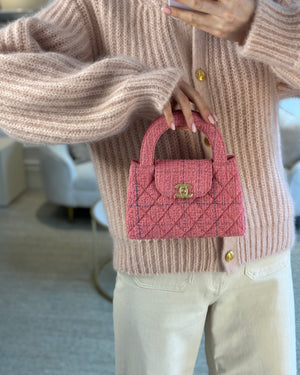 *RARE* Chanel Pink Tweed Small Kelly Bag with Brushed Antique Gold Hardware