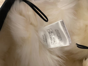 Chanel Black Coco Neige Black Mini Skirt with White Shearling Trim Details and Crystal CC Logo Buttons Size FR 36 (UK 8)