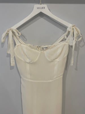 Reformation White Midi Dress with Tie Straps Size US 2 (UK 6)