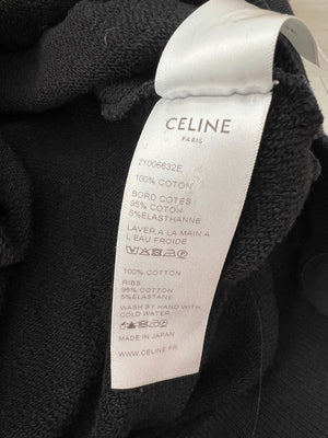 ⁠Celine Black Hooded Jumper with White Logo Detail Size L (UK 12)