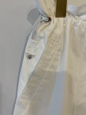 Hermès White Shorts With Ruched Waistband and Drawstring Detail Size FR 36 (UK 8)