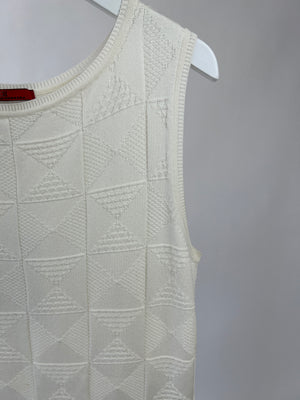 Carolina Herrera White Knitted Peplum Dress Size M (10-12)