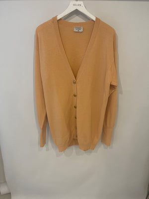 *FIRE PRICE* Chanel Peach Long Cardigan with Gold CC Logo Buttons Size FR 42/44 (UK 14/16)