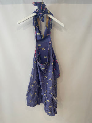 Louis Vuitton Purple Silk Printed Off-the-shoulder Ruffle Mini Dress Size FR 34 (UK 6)