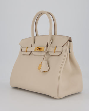 *RARE* Hermès Birkin 30 Retourne Bag in Craie Togo Leather with Gold Hardware