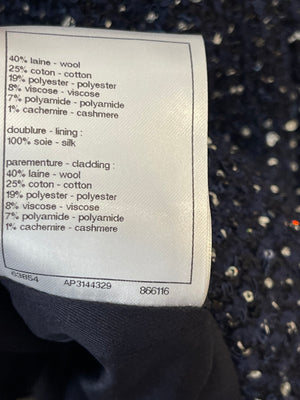 *HOT* Chanel 2025 Métiers d'Art Runway Navy Tweed Cropped Jacket with Crystal Embellished Button Details Size FR 34 (UK 6) RRP £6,250
