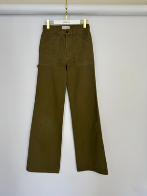 Nili Lotan Green Denim Wide Leg Trousers With Loop Detail Size US 2 (UK 6)
