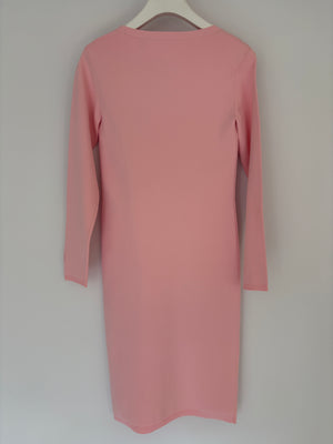 Burberry Pink Long-Sleeved Stretchy Mini Dress  With Embroidered Logo Detail Size S (UK 8)