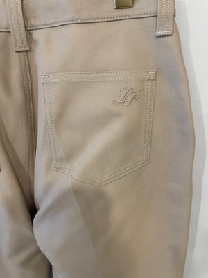 Loro Piana Beige Trousers with Logo Embroidered Detail Size IT 46 (UK 14)