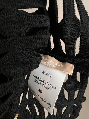 *HOT* Alaïa Black Laser Cut-Out Midi Dress with Cardigan Set Size IT 38 & 40 (UK 6 & 8)
