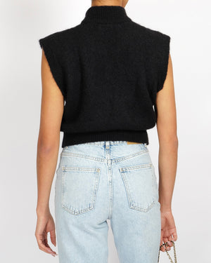 Alessandra Rich Black Mohair Sleeveless Jumper with Embellishments Size IT 44 (UK 12) RRP £515