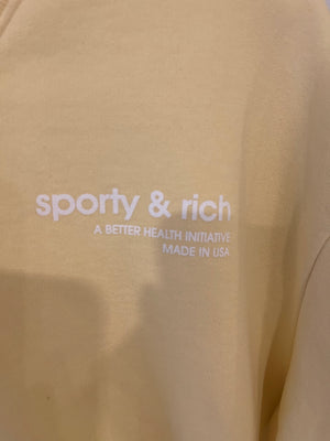 Sporty and Rich Yellow V-Neck Sweater with White Trim Detail Size S (UK 8)