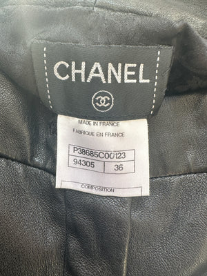 Chanel FW/2010 Black Leather Camellia Leather Pants Size FR 36 (UK 8) RRP: £4,170
